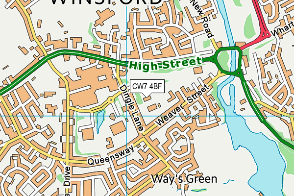 CW7 4BF map - OS VectorMap District (Ordnance Survey)