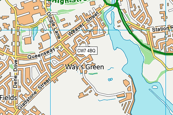 CW7 4BQ map - OS VectorMap District (Ordnance Survey)