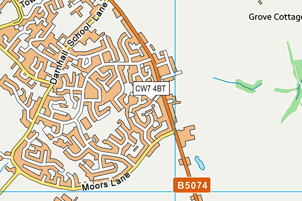 CW7 4BT map - OS VectorMap District (Ordnance Survey)
