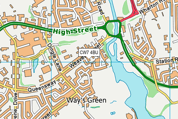 CW7 4BU map - OS VectorMap District (Ordnance Survey)