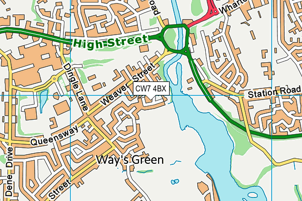 CW7 4BX map - OS VectorMap District (Ordnance Survey)