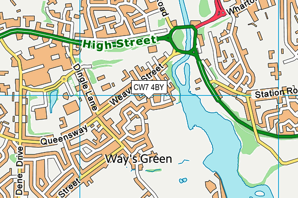 CW7 4BY map - OS VectorMap District (Ordnance Survey)