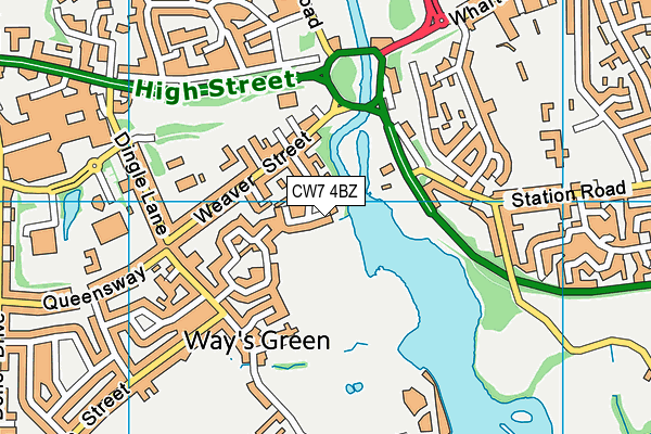 CW7 4BZ map - OS VectorMap District (Ordnance Survey)