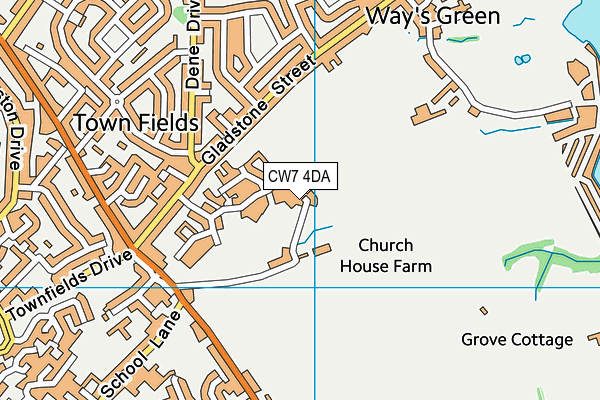 CW7 4DA map - OS VectorMap District (Ordnance Survey)