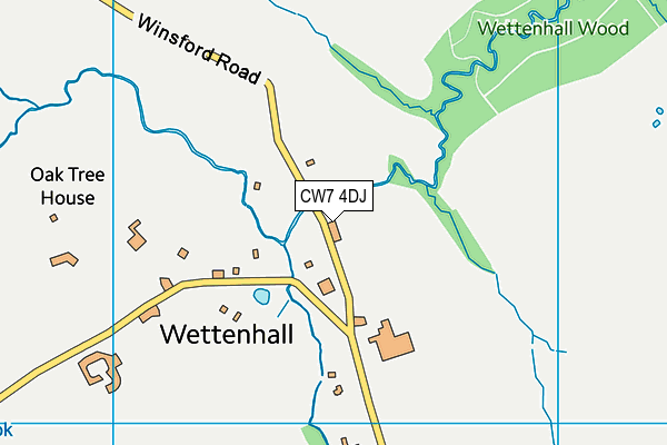 CW7 4DJ map - OS VectorMap District (Ordnance Survey)