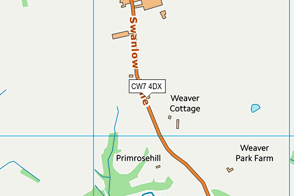 CW7 4DX map - OS VectorMap District (Ordnance Survey)