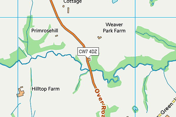 CW7 4DZ map - OS VectorMap District (Ordnance Survey)