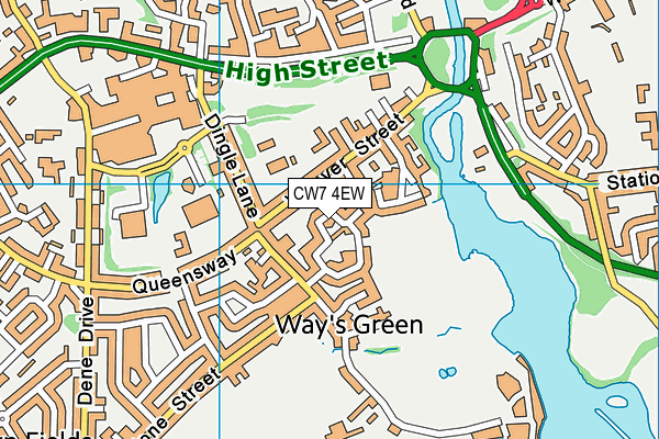 CW7 4EW map - OS VectorMap District (Ordnance Survey)