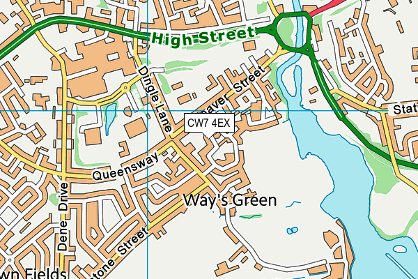 CW7 4EX map - OS VectorMap District (Ordnance Survey)