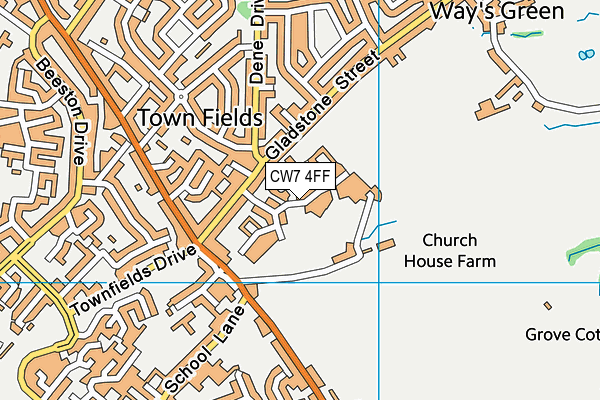 CW7 4FF map - OS VectorMap District (Ordnance Survey)