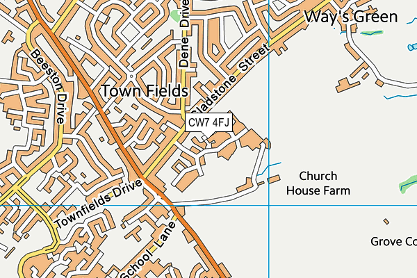 CW7 4FJ map - OS VectorMap District (Ordnance Survey)