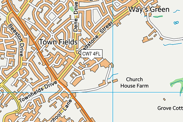 CW7 4FL map - OS VectorMap District (Ordnance Survey)