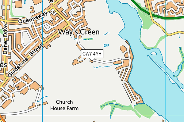 CW7 4YH map - OS VectorMap District (Ordnance Survey)