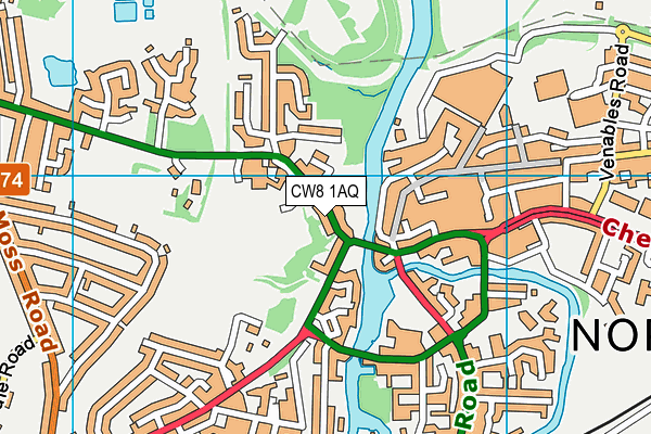 CW8 1AQ map - OS VectorMap District (Ordnance Survey)