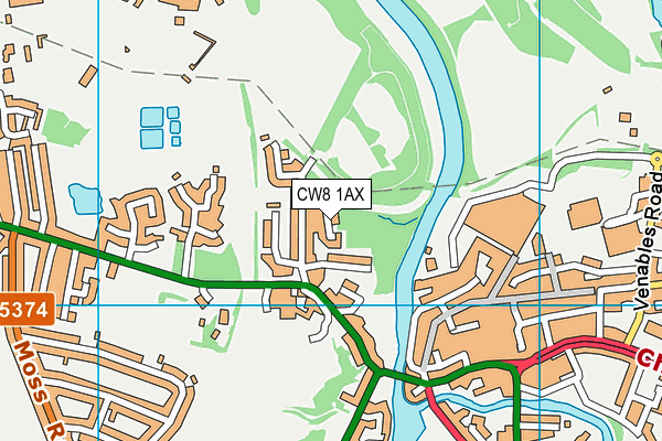 CW8 1AX map - OS VectorMap District (Ordnance Survey)