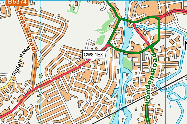 CW8 1EX map - OS VectorMap District (Ordnance Survey)