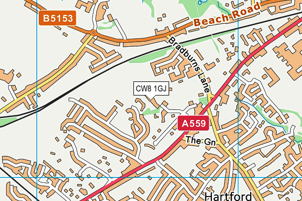 CW8 1GJ map - OS VectorMap District (Ordnance Survey)