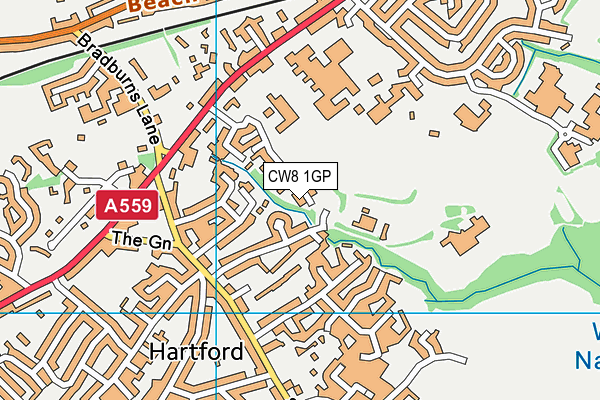 CW8 1GP map - OS VectorMap District (Ordnance Survey)