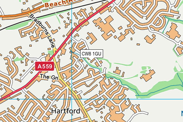 CW8 1GU map - OS VectorMap District (Ordnance Survey)