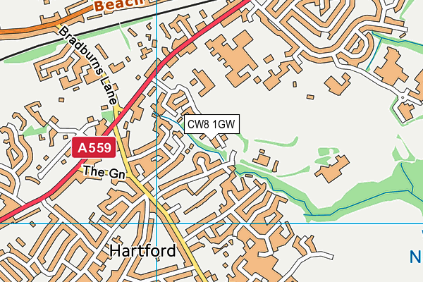 CW8 1GW map - OS VectorMap District (Ordnance Survey)