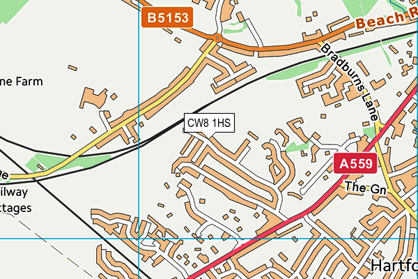 CW8 1HS map - OS VectorMap District (Ordnance Survey)
