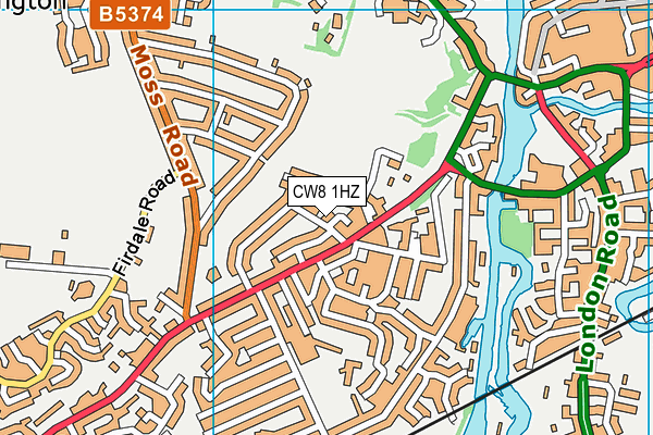 CW8 1HZ map - OS VectorMap District (Ordnance Survey)