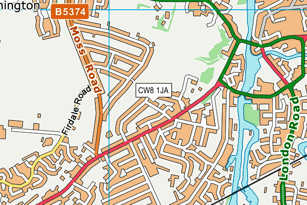 CW8 1JA map - OS VectorMap District (Ordnance Survey)