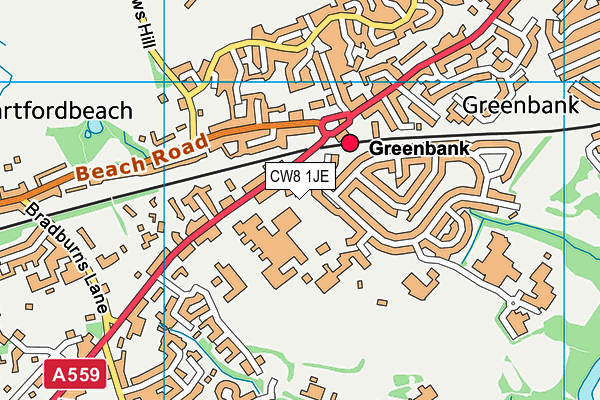 CW8 1JE map - OS VectorMap District (Ordnance Survey)