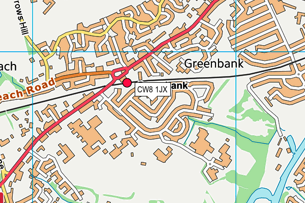 CW8 1JX map - OS VectorMap District (Ordnance Survey)