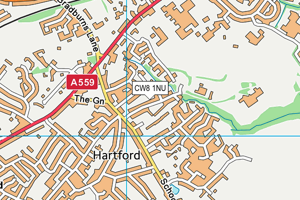 Hartford Manor Primary School & Nursery map (CW8 1NU) - OS VectorMap District (Ordnance Survey)