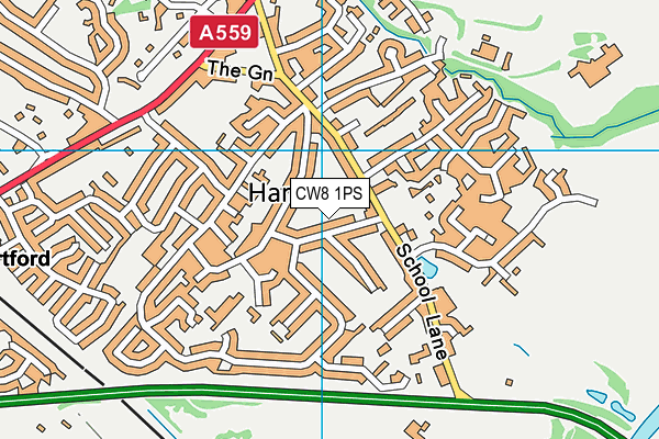CW8 1PS map - OS VectorMap District (Ordnance Survey)