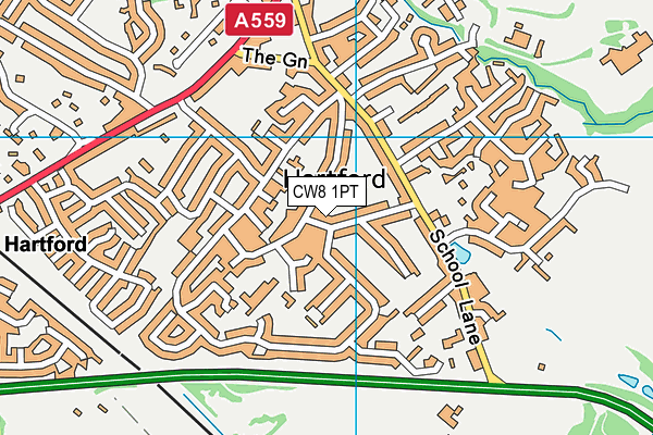 CW8 1PT map - OS VectorMap District (Ordnance Survey)