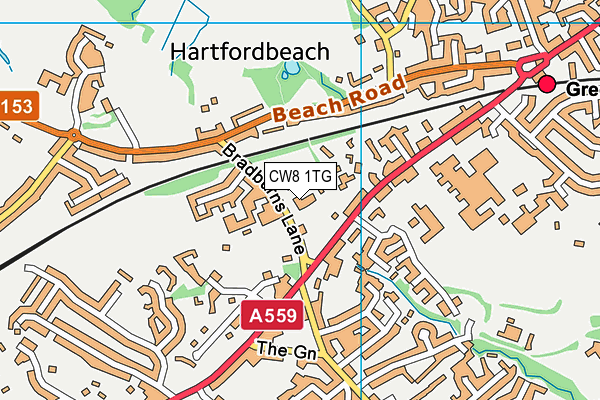 CW8 1TG map - OS VectorMap District (Ordnance Survey)