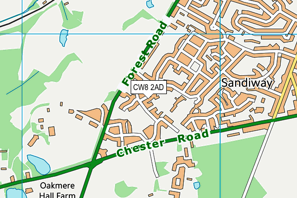 CW8 2AD map - OS VectorMap District (Ordnance Survey)