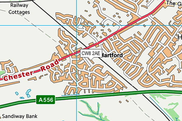 CW8 2AE map - OS VectorMap District (Ordnance Survey)