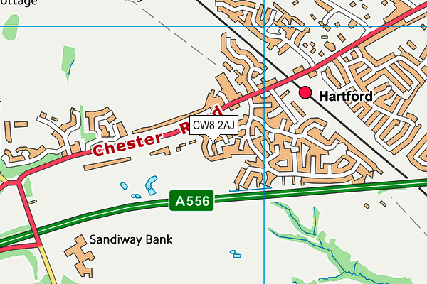 CW8 2AJ map - OS VectorMap District (Ordnance Survey)