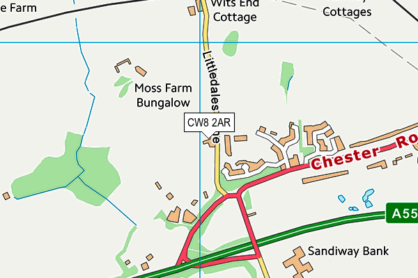 CW8 2AR map - OS VectorMap District (Ordnance Survey)