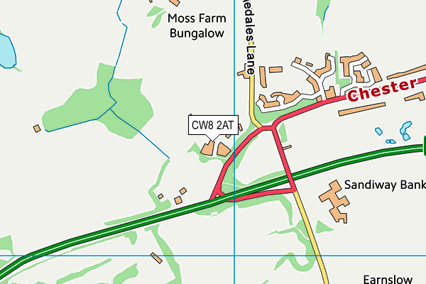 CW8 2AT map - OS VectorMap District (Ordnance Survey)