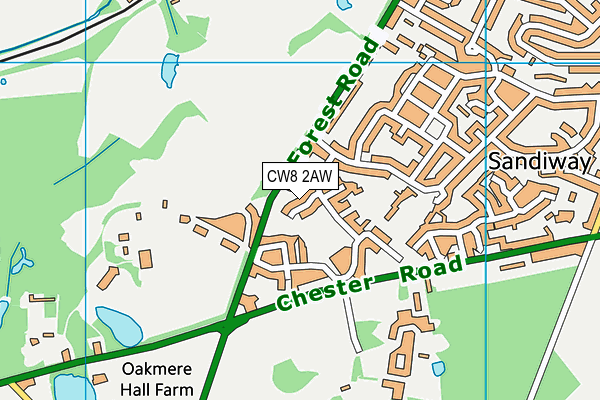 CW8 2AW map - OS VectorMap District (Ordnance Survey)