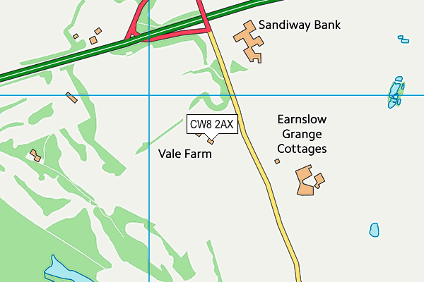 CW8 2AX map - OS VectorMap District (Ordnance Survey)