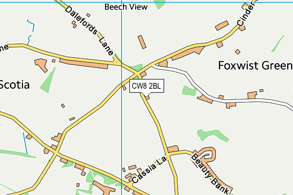 CW8 2BL map - OS VectorMap District (Ordnance Survey)