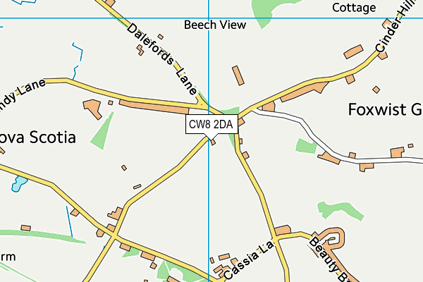 CW8 2DA map - OS VectorMap District (Ordnance Survey)