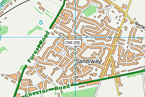 CW8 2DE map - OS VectorMap District (Ordnance Survey)