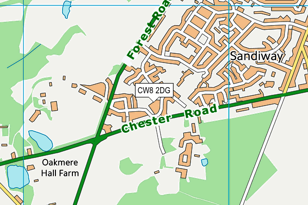 CW8 2DG map - OS VectorMap District (Ordnance Survey)