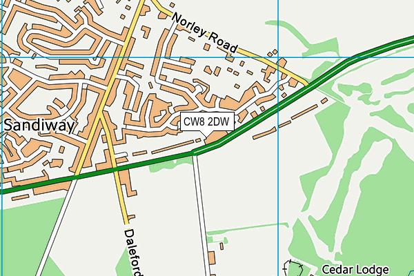 CW8 2DW map - OS VectorMap District (Ordnance Survey)