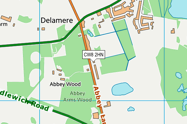 CW8 2HN map - OS VectorMap District (Ordnance Survey)