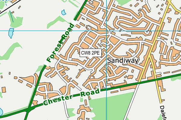 CW8 2PE map - OS VectorMap District (Ordnance Survey)