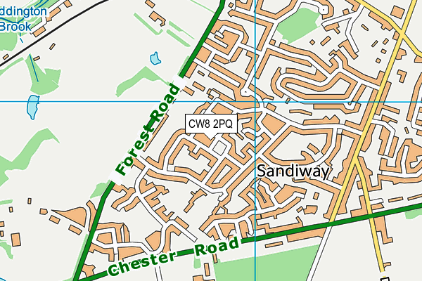 CW8 2PQ map - OS VectorMap District (Ordnance Survey)