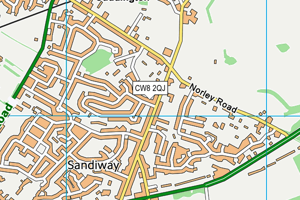 CW8 2QJ map - OS VectorMap District (Ordnance Survey)