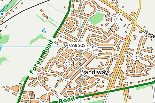 CW8 2QS map - OS VectorMap District (Ordnance Survey)